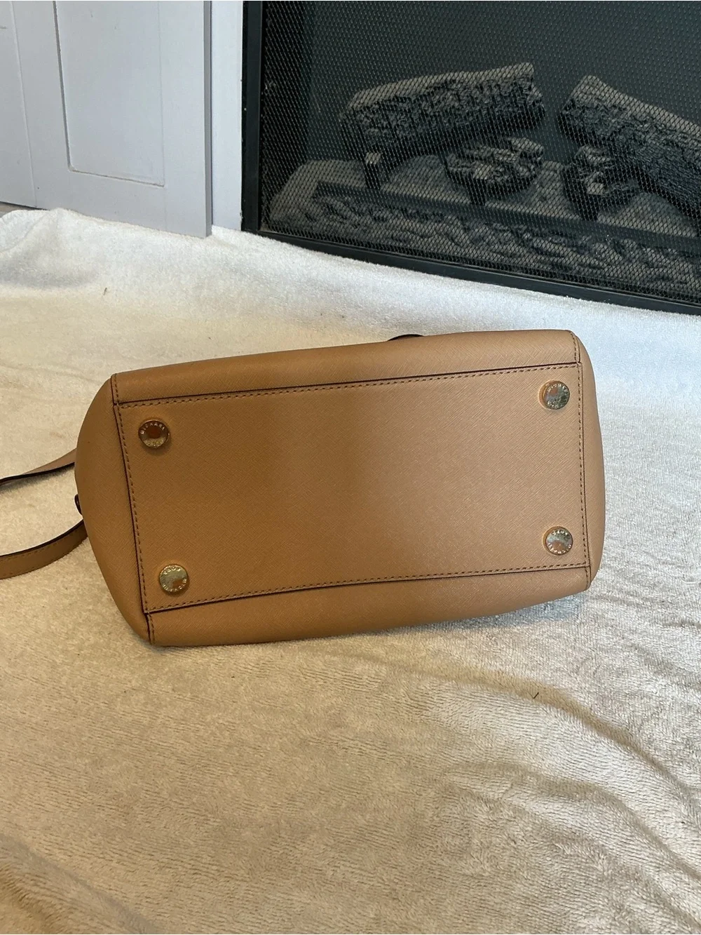 Michael Kors Tan Leather Satchel with Gold Hardware